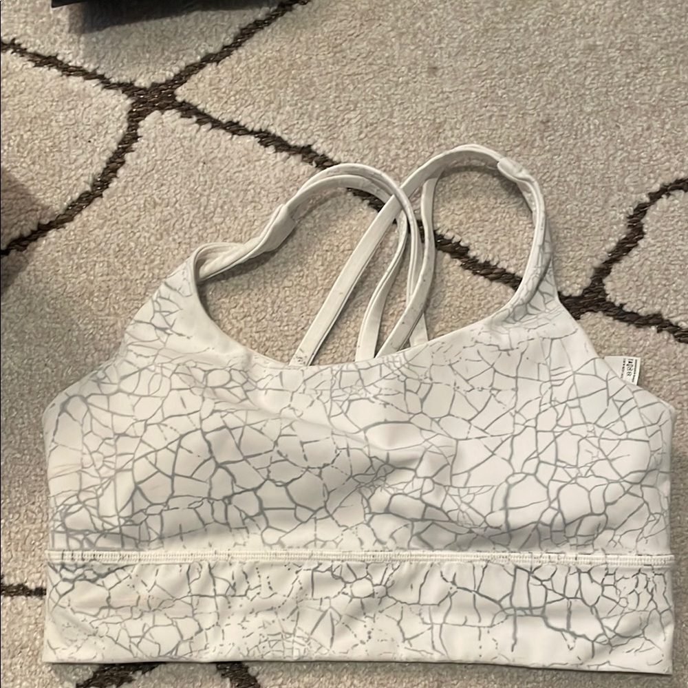 Lululemon White Cracked Pattern Sports Bra